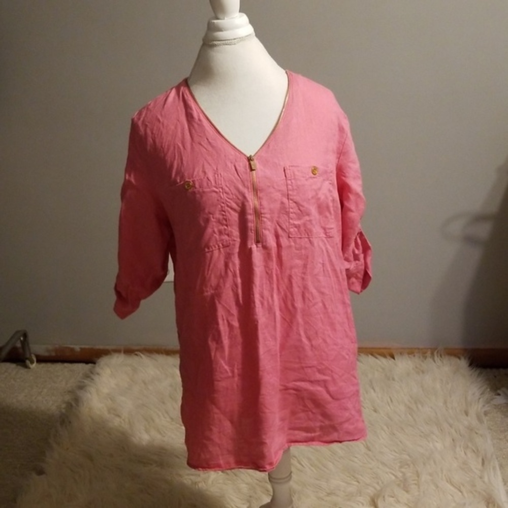 Hot pink tunic with zipper front